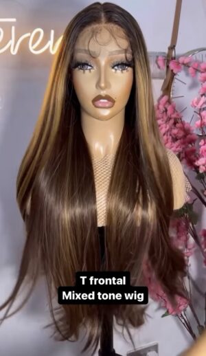 Mixed Tone Highlight T frontal wig