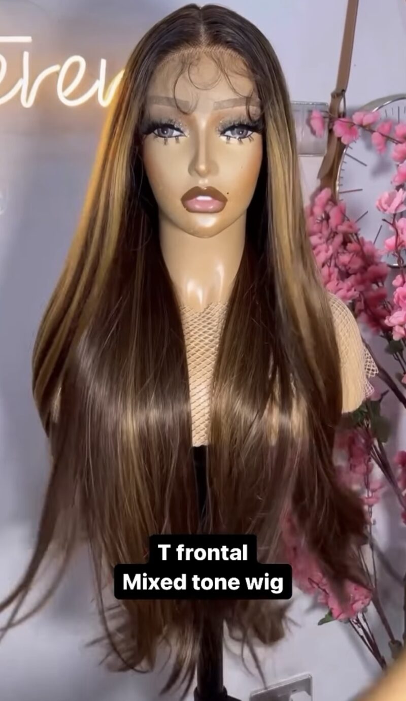 Mixed Tone Highlight T frontal wig