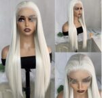 114 Full Frontal White Blonde Straight Wig